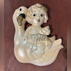 Miller Studio 1968 Mermaid and Swan Chalkware